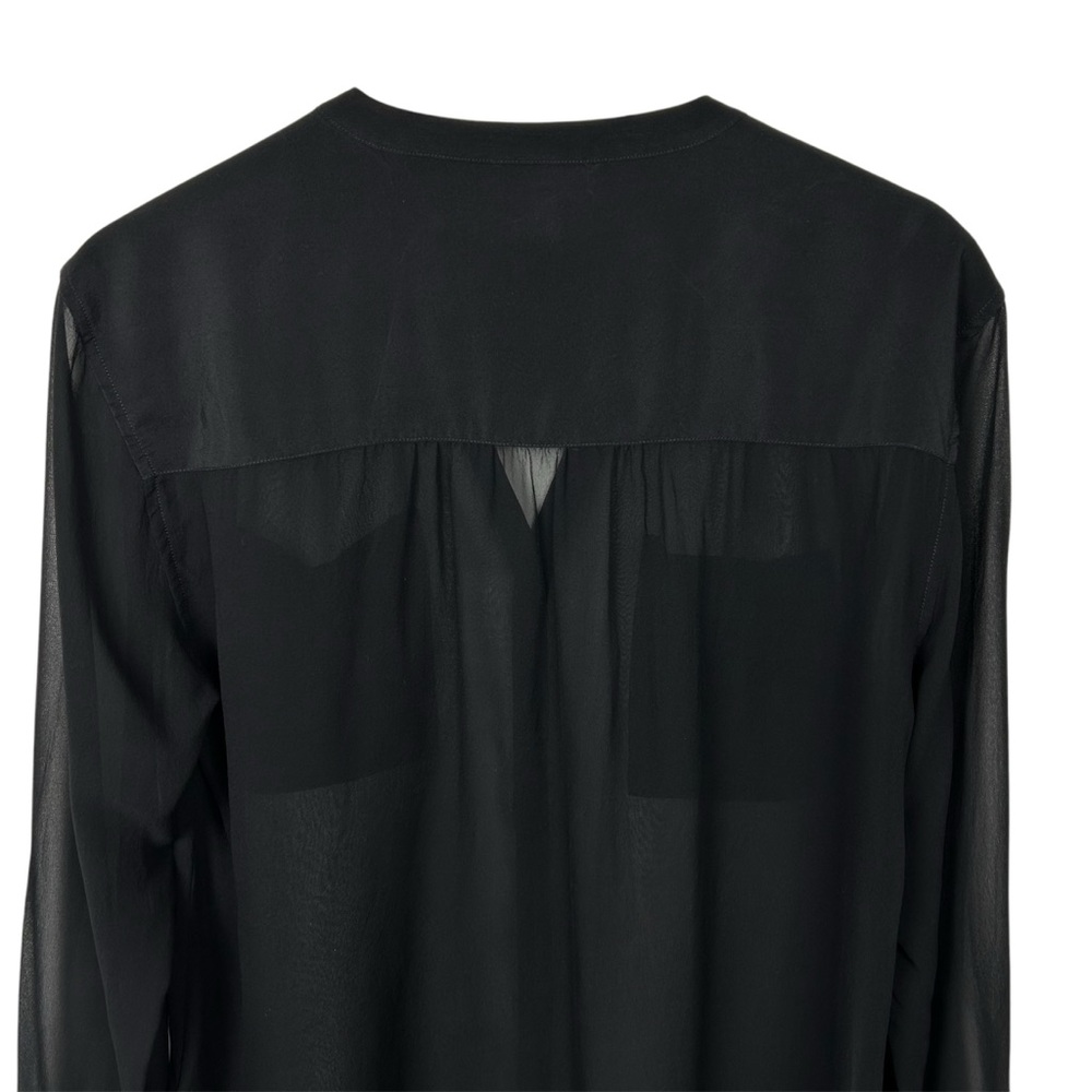 AG Adriano Goldschmied 100% Silk Split Neckline Sheer Blouse, Black, Size Small - Picture 10 of 13